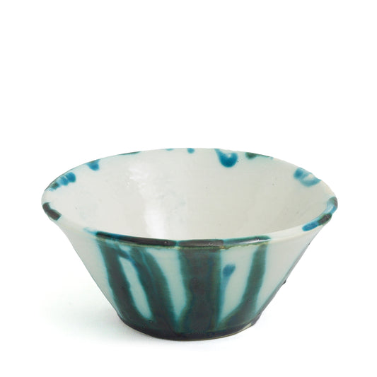 Norwegian Modern Nedslag Bowl Ceramic Dark Green White