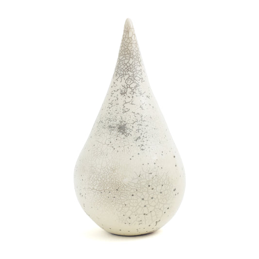 Japanese Modern Essenza O Sculpture Raku Ceramic White Crakle