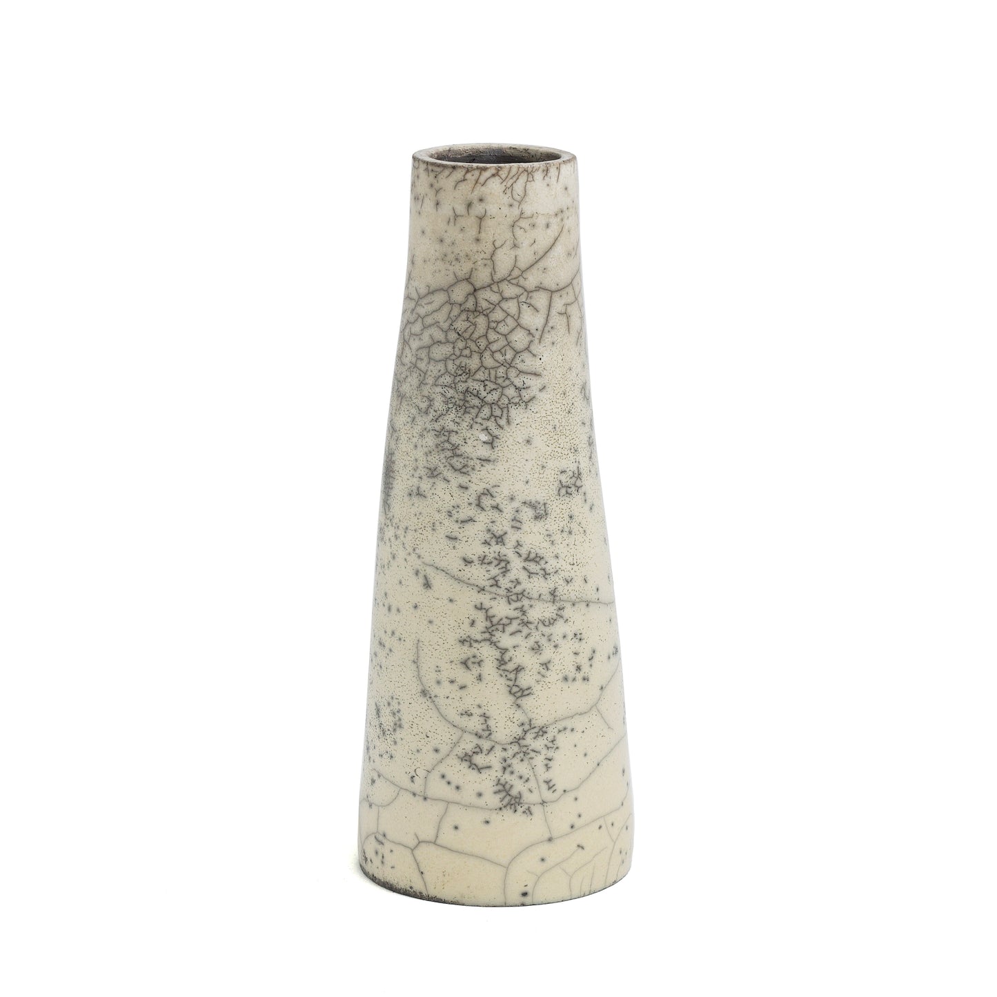 Japanese Modern Minimalist Hana Vertical 4 Vase Raku Ceramic White Crakle