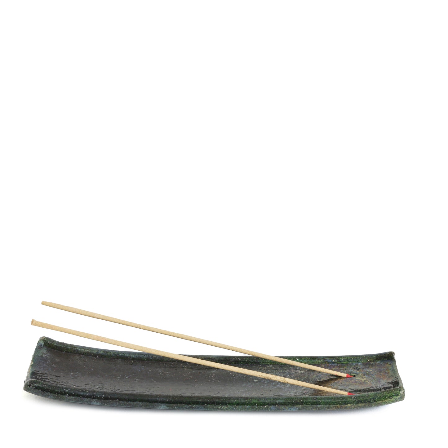 Japanese Modern Incenso Incense Holders Raku Ceramics Green Copper