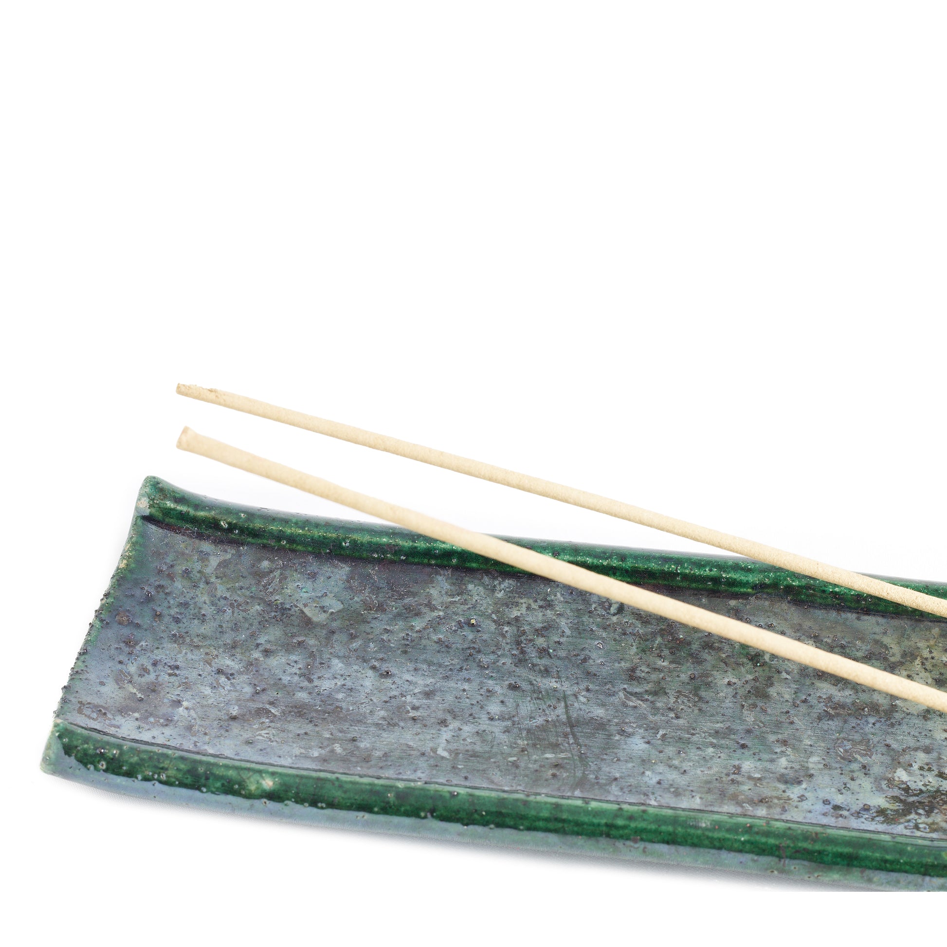 Japanese Modern Incenso Incense Holders Raku Ceramics Green Copper