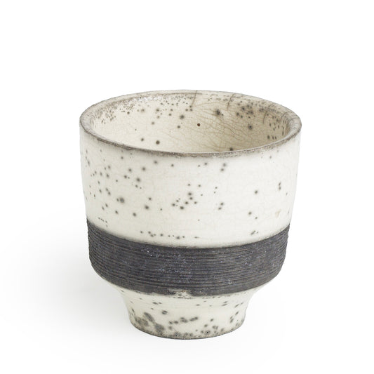 Japanese Yunomi Tea Cup Raku Ceramic Black Band