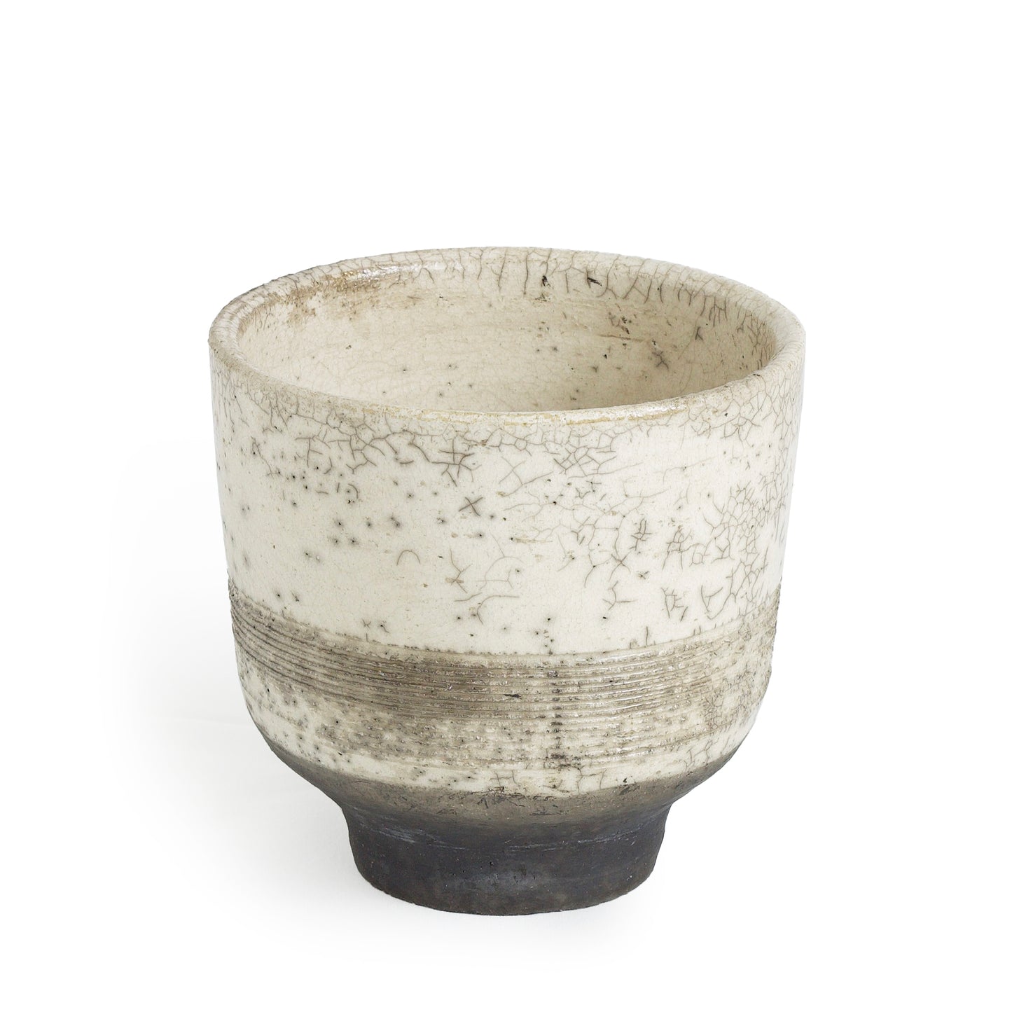 Japanese Komorebi Scented Candle Cup Black Base Raku Crackle