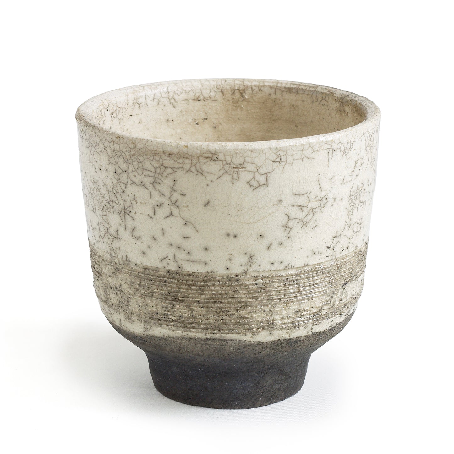 Japanese Komorebi Scented Candle Cup Black Base Raku Crackle