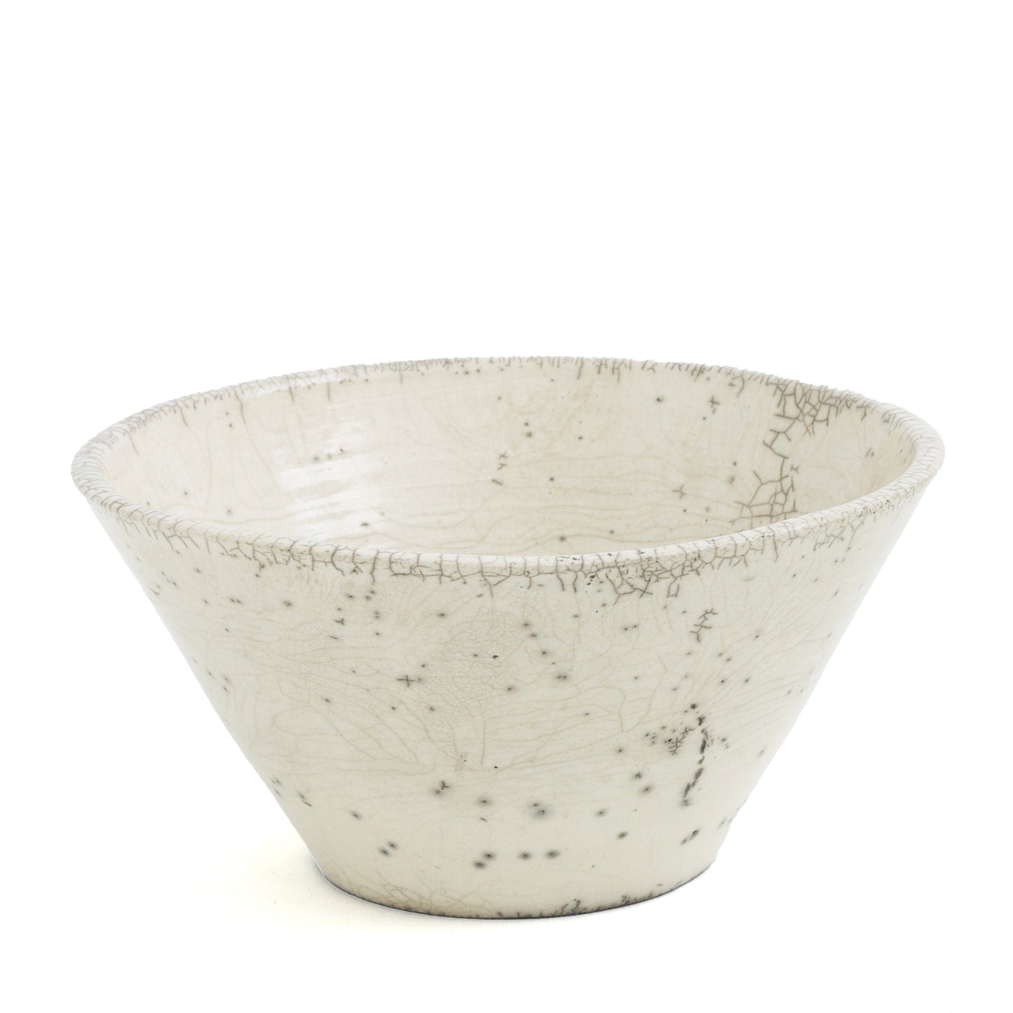 Japanese Minimalistic Moon Set of 5 Bowls Raku Ceramics Crackle White