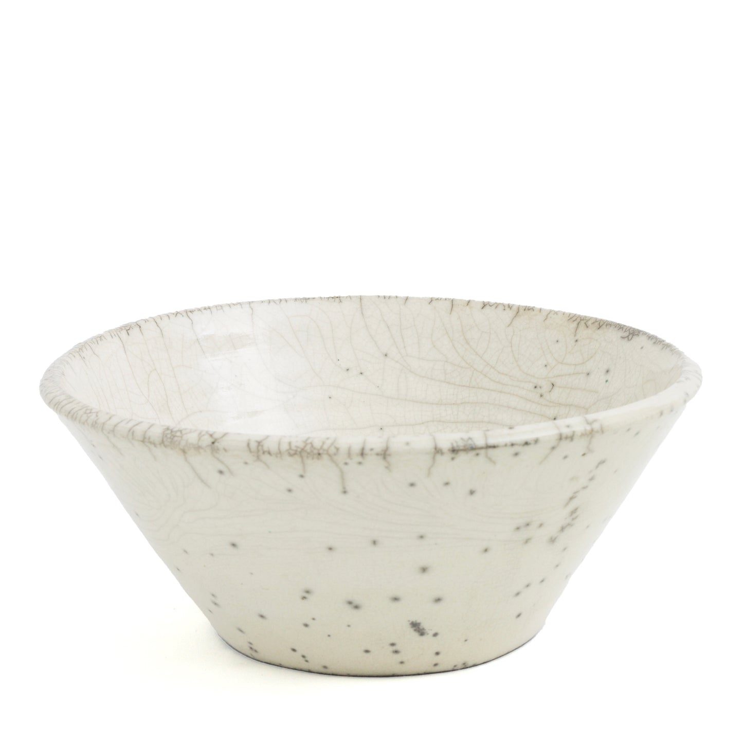 Japanese Minimalistic Moon Set of 5 Bowls Raku Ceramics Crackle White